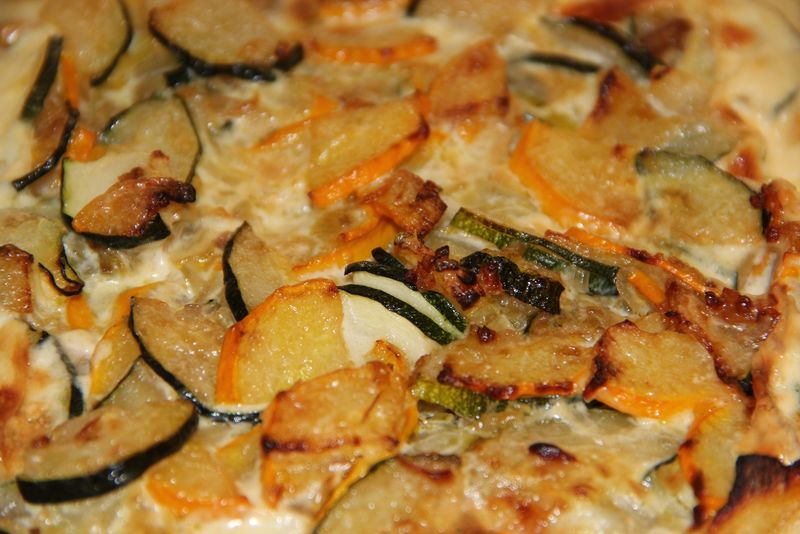 Gratin aux deux courgettes