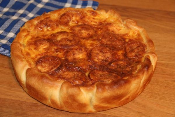 Quiche jambon, fromage de chèvre et curry