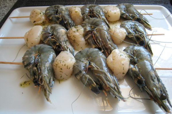 Brochette de Saint Jacques et crevettes