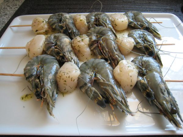 Brochette de Saint Jacques et crevettes