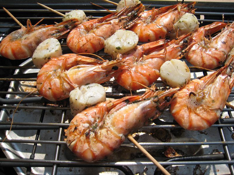 brochette de crevettes et saint Jacques