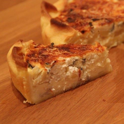 Quiche topinambour, pomme, fromage de chèvre