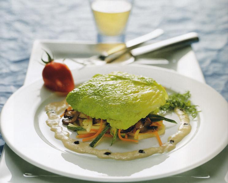 Paupiette de flétan sur julienne de légumes