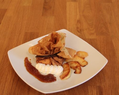 Aumônière de crêpe aux pommes