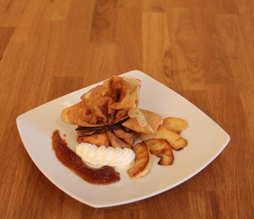 Aumônière de crêpe aux pommes