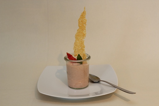 Mousse de tomate, croustilles d’Abondance au miel